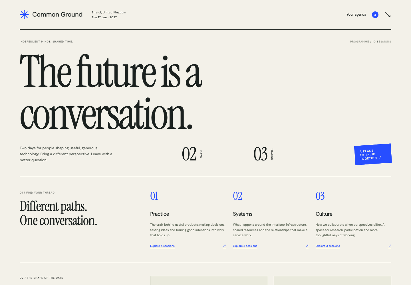 Conference Session Planner — Actual generated sample · desktop overview