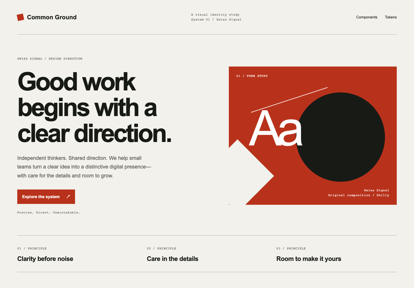 Generated Swiss Signal design system with bold typography and geometric composition