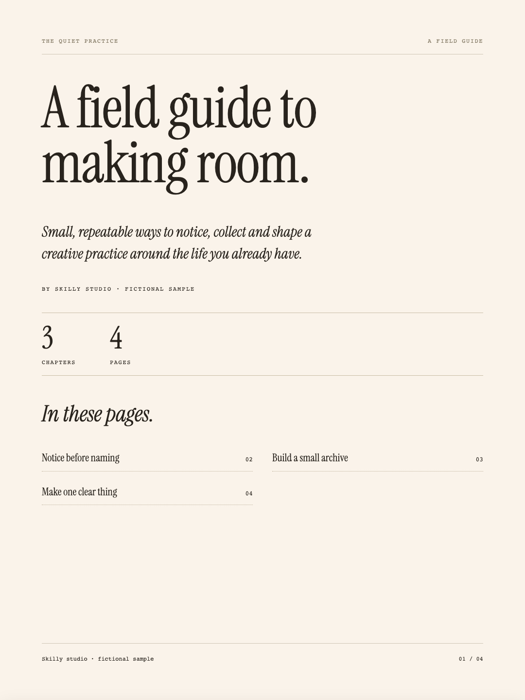 Actual generated Editorial Guide Spread output
