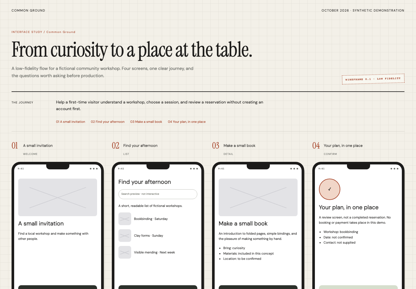 Actual generated Mobile Flow Board fictional sample